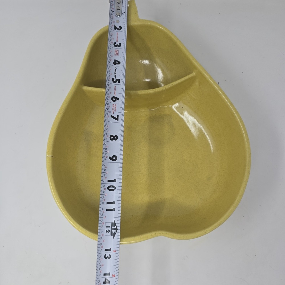Vintage Pfaltzgraft Pottery Pear Chip Dip Bowl  Divided Speckled Yellow MCM - Picture 4 of 11